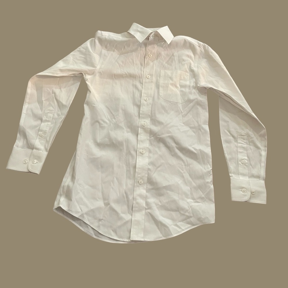 Youth Class Club Gold Label button down shirt white cotton Lycra size 10 pocket - Picture 3 of 10